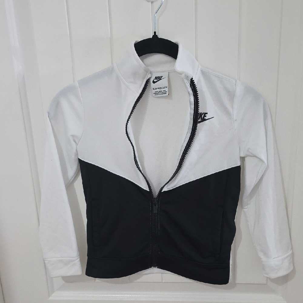 Nike Kids White and Black Colorblock Zip Jacket